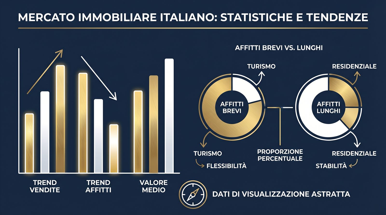 Infografica mercato immobiliare italiano: affitti brevi vs affitti lunghi